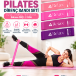 5 Seviyeli Pilates Direnç Bandı Seti – Light’tan X-Heavy’ye Fitness, Esneme ve Tüm Vücut Egzersiz Bandı